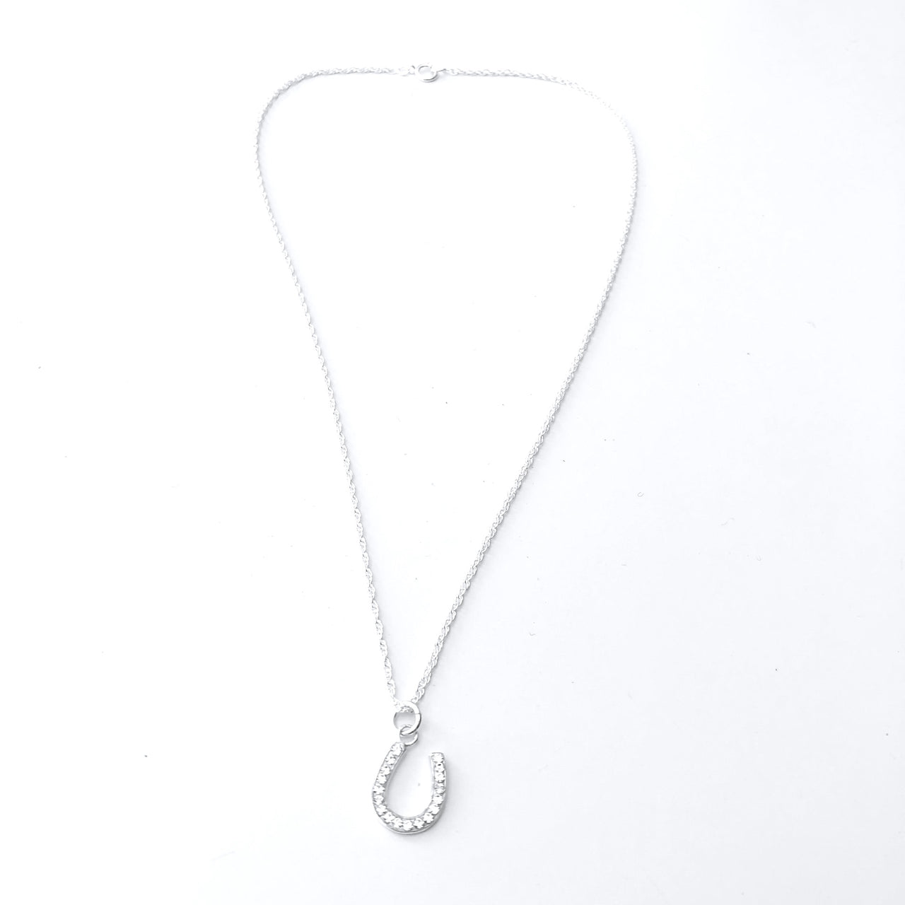 Collar corto con una herradura y cadena de plata de ley. La herradura contiene circonitas para que brilles como te gusta.